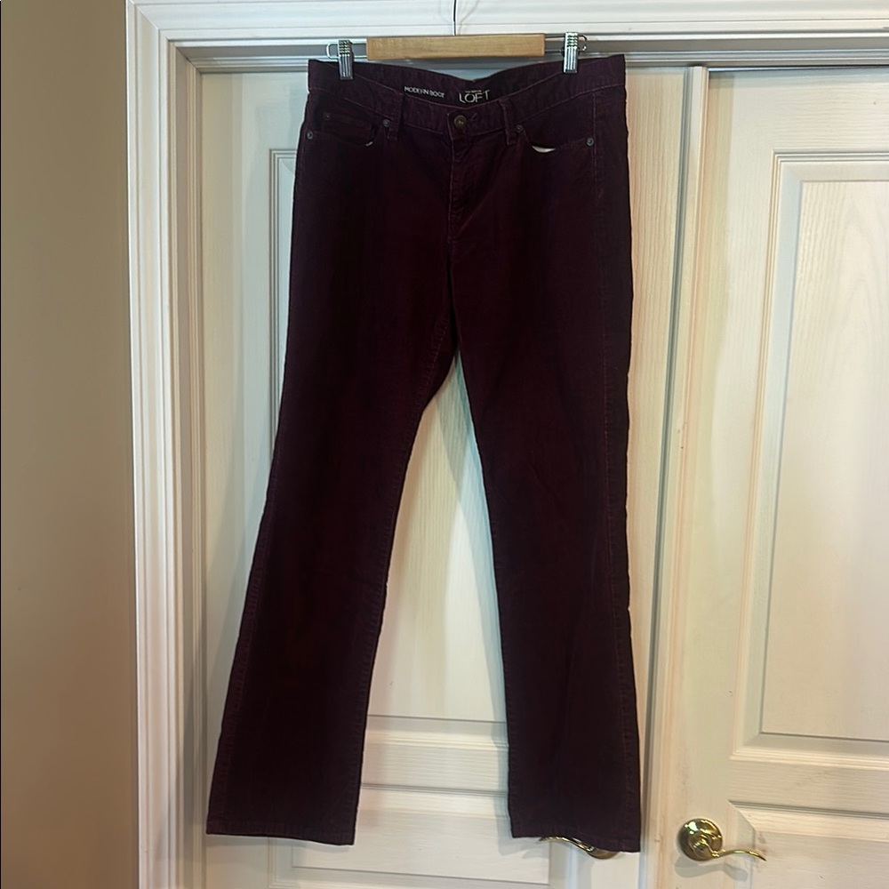 LOFT Burgundy Boot Cut Jeans -Modern Style
